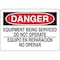 Brady Danger, Equipment Being Serviced Do Not Operate/Equipo En, 10" W x 7" H, Rectangle, Plastic 50270 - alternate 1